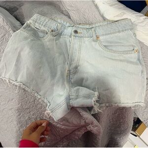 &denim light blue wash cutoff shorts low rise loose comfy jean denim crop